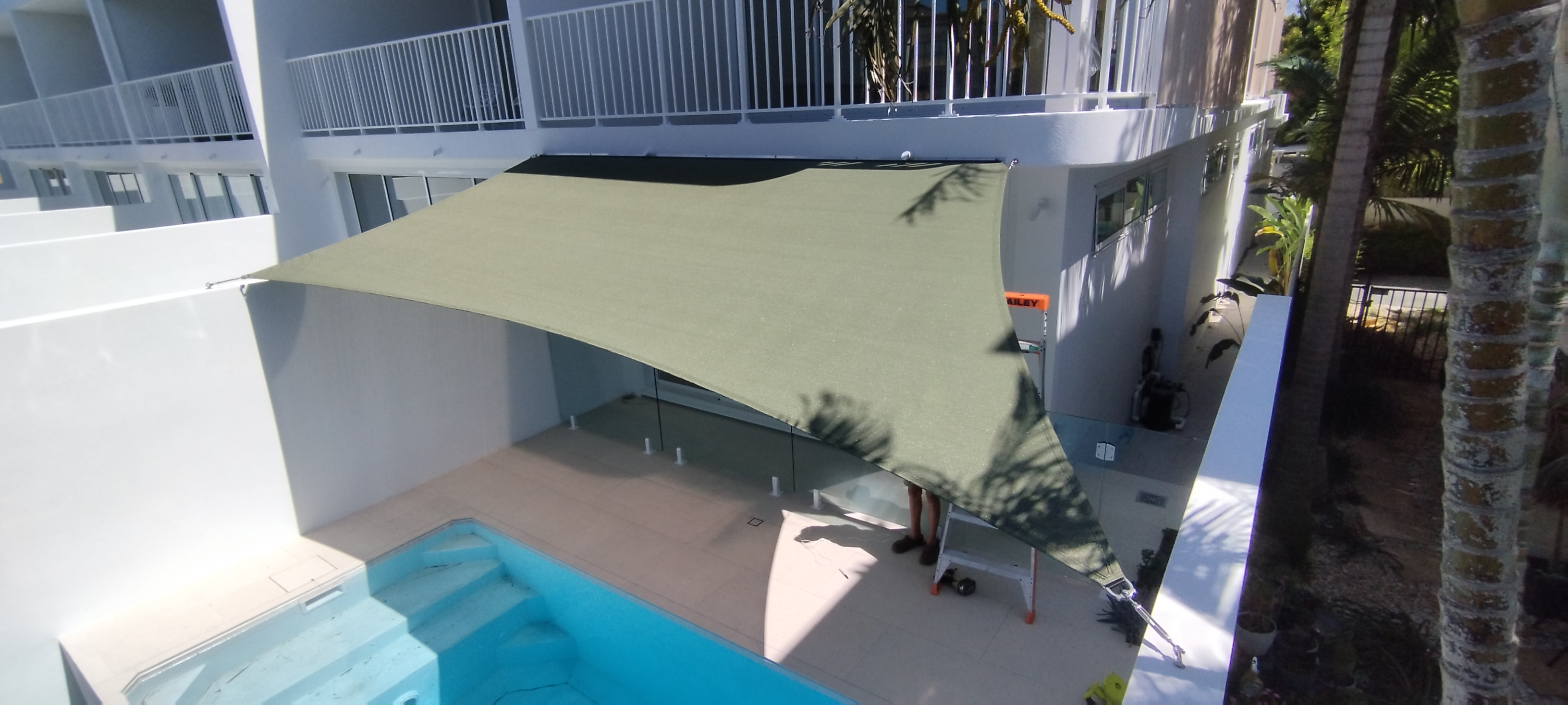 New custom shade sail installation
